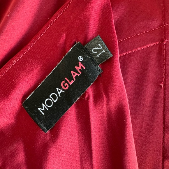 Penelope High Slit Dress- Deep Red - Picture 6 of 7